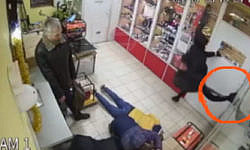 During the robbery of a pawnshop, the robber broke his leg