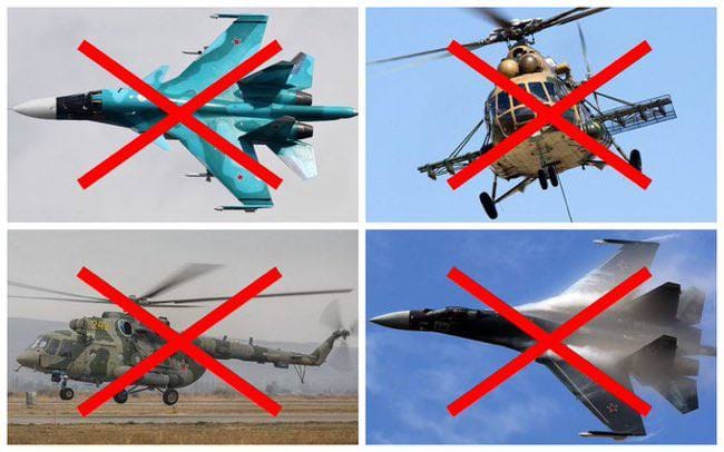 Mi-8 helicopter 1 MTPR fire support Mi-8 transport helicopter Su-35C fighter Su-34 bomber