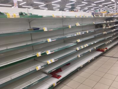 Empty shelves in Moscow shops