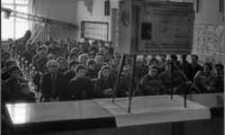 The plant staff is watching on TV the funeral of General Secretary Yu.V. Andropov. Novokuznetsk 1984