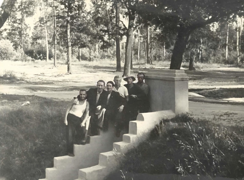 A group of men pose in Sokolniki Park Moscow 19571960