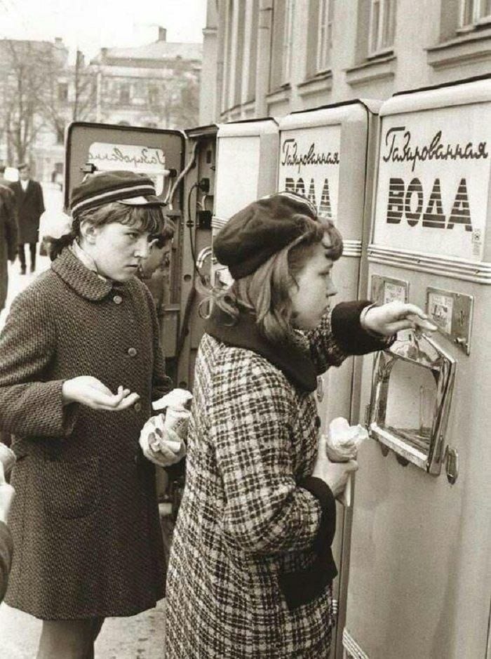 Children at soda machines
